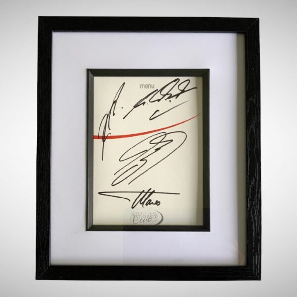 Signed 2006 British Grand Prix Menu – Michael Schumacher & Räikkönen & Alonso & Coulthard