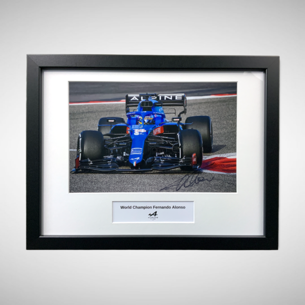 2021 Signed by Fernando Alonso Framed Alpine Photograph