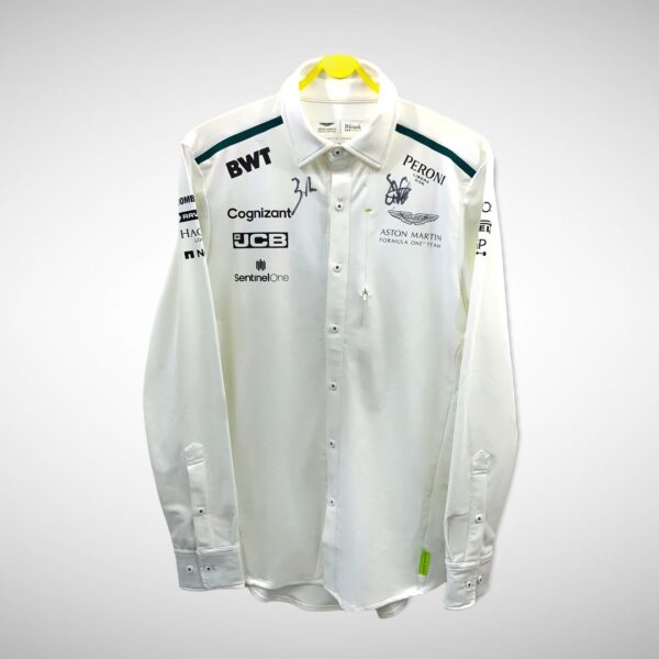 Aston Martin 2021 Manager Shirt Signed by Sebastian Vettel & Lance Stroll