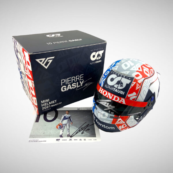 Pierre Gasly 2021 France GP Signed 1:2 Mini Helmet & Driver Card