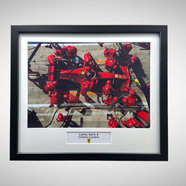 Ferrari Photograph Signed by Carlos Sainz & Charles Leclerc