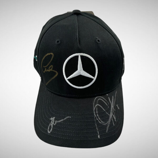 Mercedes Cap Signed by Lewis Hamilton Mika Häkkinen & James Allison