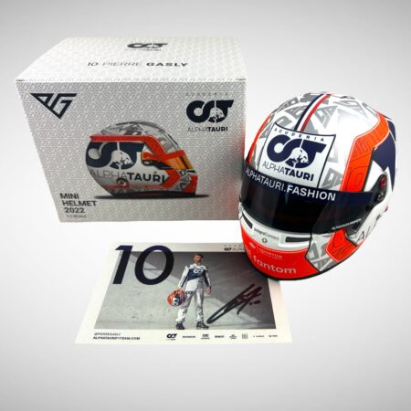 Pierre Gasly 2022 1:2 Mini Helmet & Signed Driver Card