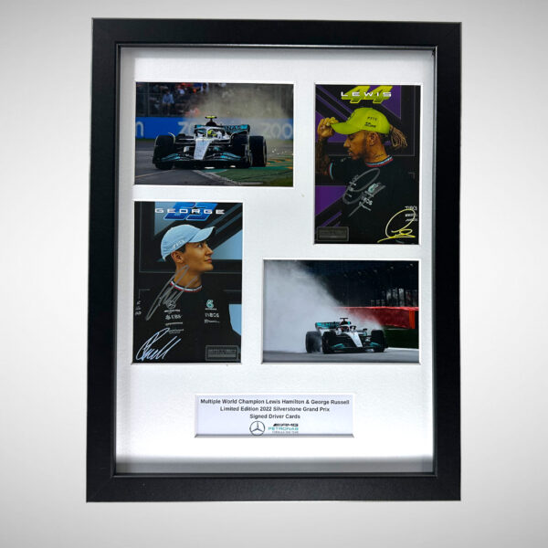 Silverstone Ltd Edit Driver Cards Signed by Lewis Hamilton & George Russell