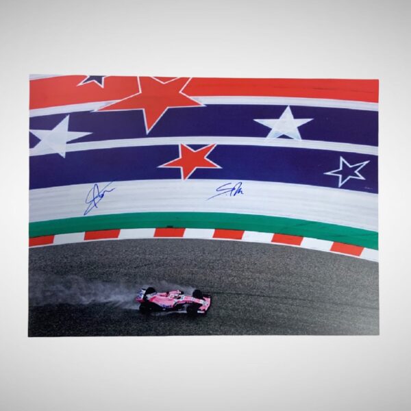 Force India Photograph on Hard Mount Signed by Sergio Perez & Lance Stroll