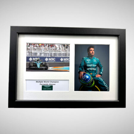 Fernando Alonso signed Aston Martin Photograph