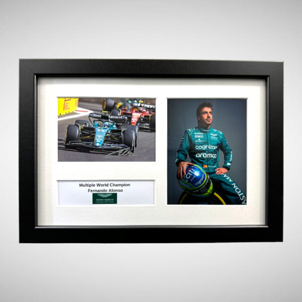 Fernando Alonso signed Aston Martin Photograph