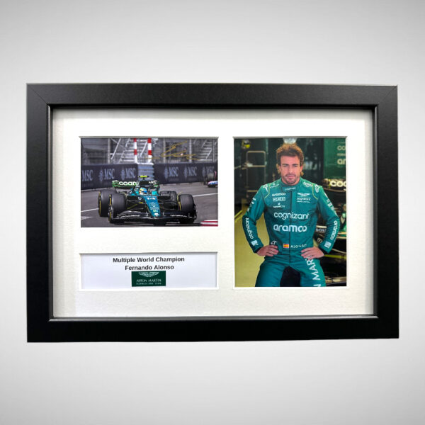 Fernando Alonso signed Aston Martin Photograph