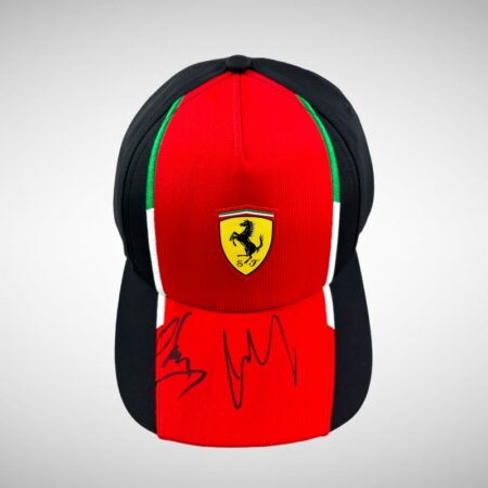 Carlos Sainz & Carlos Sainz Senior Signed Ferrari Cap