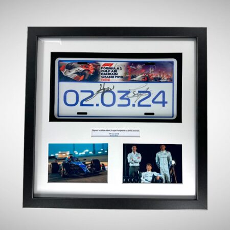 Bahrain 2024 Licence Plate Signed by Logan Sargeant Alex Albon & James Vowels