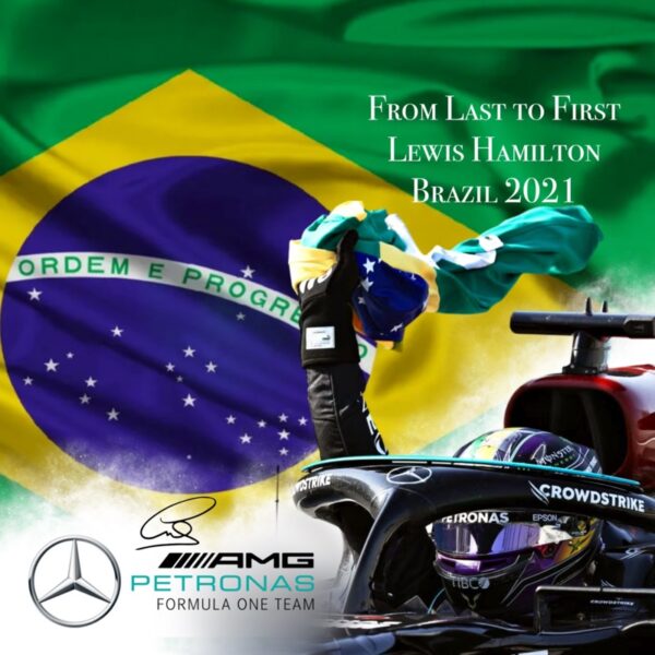 Lewis Hamilton Brazil 2021 Half 1:2 Helmet Glass Display Stand