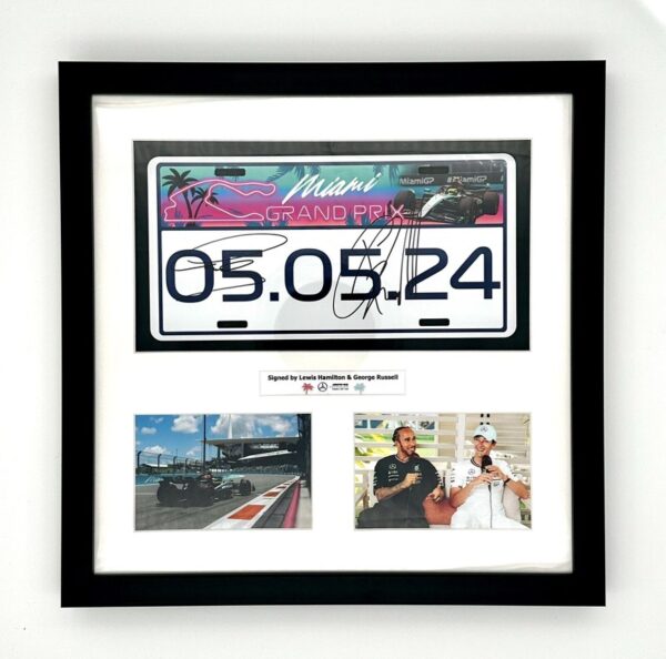 Miami 2024 Licence Plate Signed by Lewis Hamilton & George Russell