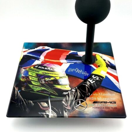 Lewis Hamilton 2024 Season 1:2 Mini Helmet Glass Display Stand