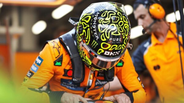 2025 Lando Norris & Oscar Piastri Saudi Arabia 1:2 Mini Helmet Visor Strip - Image 3