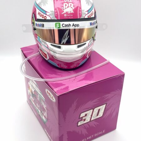 Racing Bulls Liam Lawson Signed and Upgraded 2025 Miami 1:2 Mini Helmet